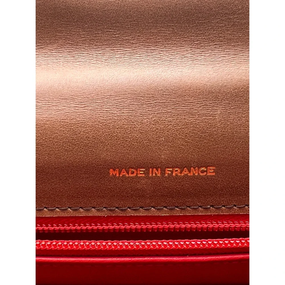 Celine Vintage Tan Leather Top Handle Bag Gold Hardware Made in France Brown